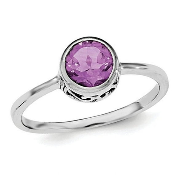 Gem & Harmony Ladies Solitaire Amethyst Ring 3/4 Carat (Ctw) in Sterling Silver for Women