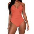thumbnail image 1 of MDUKONU Maillot de Bain Push-Up pour Femmes One Piece à Dos Bas Rouge P, 1 of 5