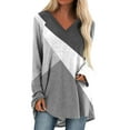 thumbnail image 2 of Long Sleeve Shirts for Women 2026 Spring Fall Casual Geometric Printed V Neck Oversized Shirt Tunic Blouse, 2 of 6