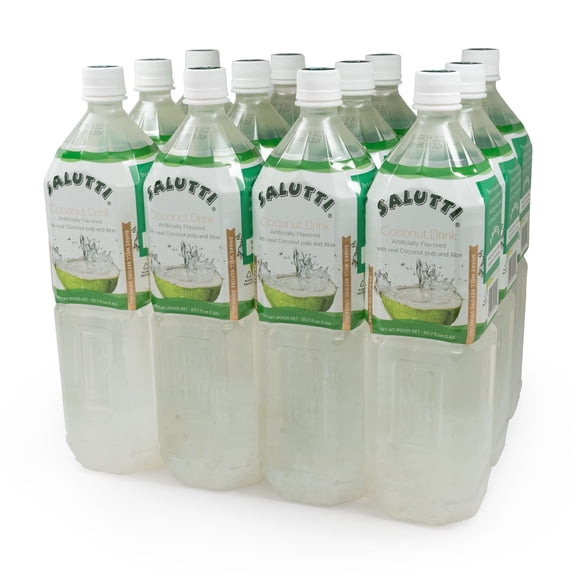 Salutti Coconut Drink with Coconut and Aloe Pulp, 50.7 fl oz, 12 Count Bottles
