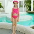 thumbnail image 3 of Girls Swimsuit Summer Split Swimsuits Colorful Fish Scale Ruffles Tops Briefs Fish Tail Set Girls Bathing Suit Sky Blue 4-5Y, 3 of 4
