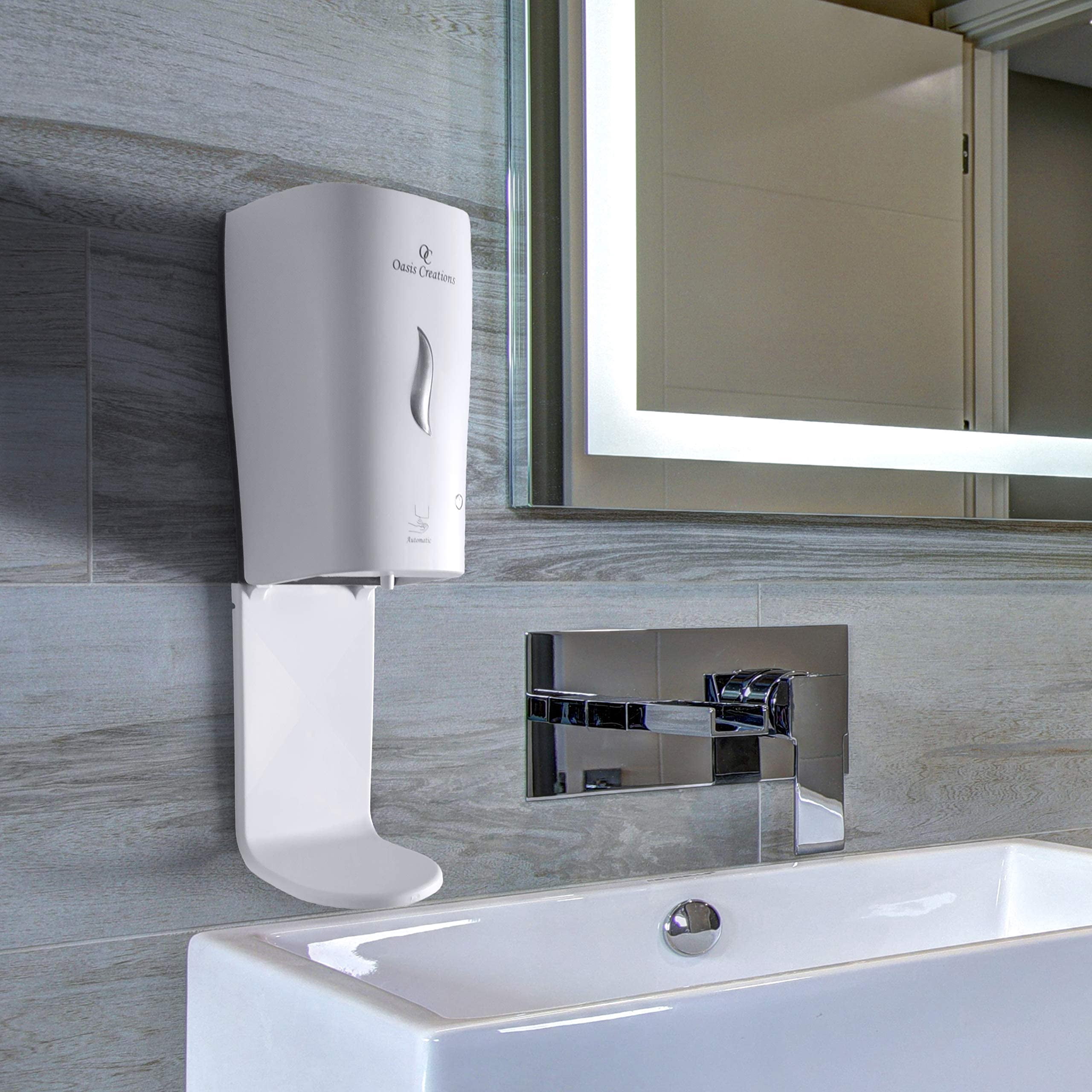 Auto Soap Dispenser with Drip Tray- White - Touch Free - Electronic - Automatic Sensor Soap Dispenser – Liquid or Spray - Wall Mount - Commercial or Residential - 1000 mL/33 oz