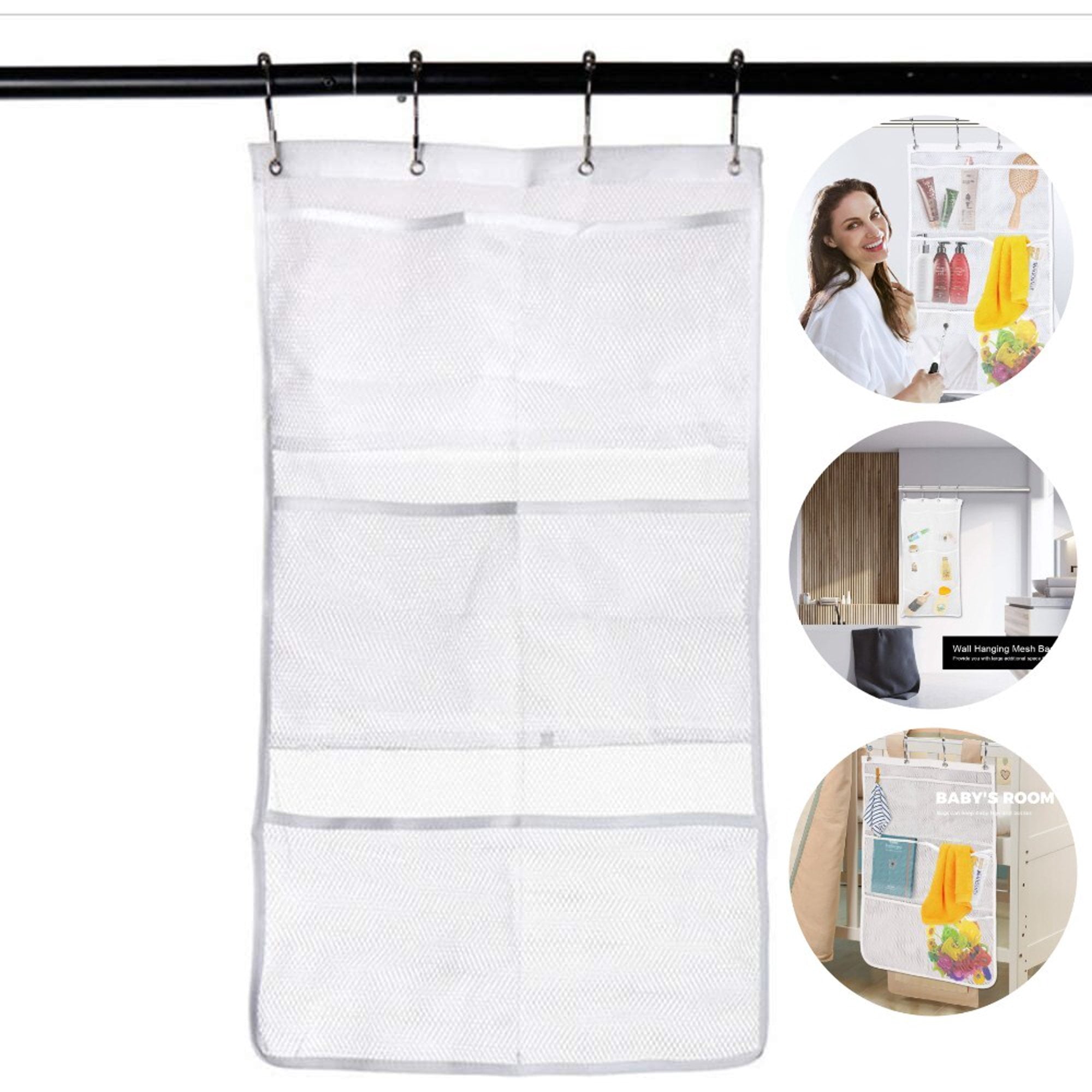 Duslogis Mesh Shower Organizer Hanging Bathroom Caddy 6 Pockets Hang