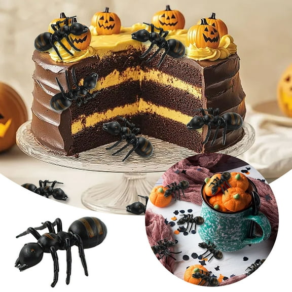A Set of Large Ants, Black Ants, Suitable for Party Decorations, Halloween Prank Toys, and Cake Decorations.