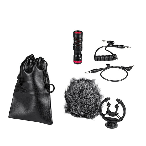 Micrófono de Cámara con Bolsa de Transporte Micrófono de Cámara Reductor de Ruido para Teléfono Inteligente