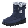 thumbnail image 2 of Women's Mid Calf Snow Boots Winter Warm Comfortable Non Slip Platform Boots Outdoor Fleece Lined High Top Work Shoes Blue Size 10, 2 of 5