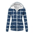 thumbnail image 4 of Htigea Striped Hoodies for Women Full Zip Up Hooded Long Sleeve Trendy Slim Fit Sweatshirts with Pockets Navy S, 4 of 9