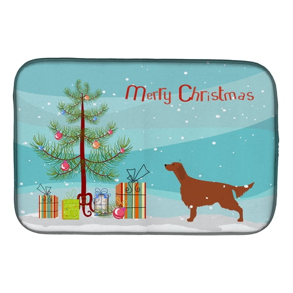 Irish Setter Merry Christmas Tree Dish Drying Mat