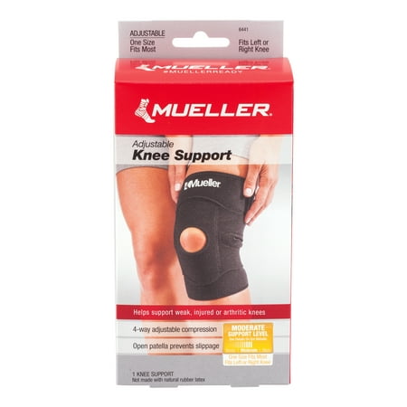 Mueller Sport Care Adjustable Knee Moderate Support, One Size, Black, Model 6441