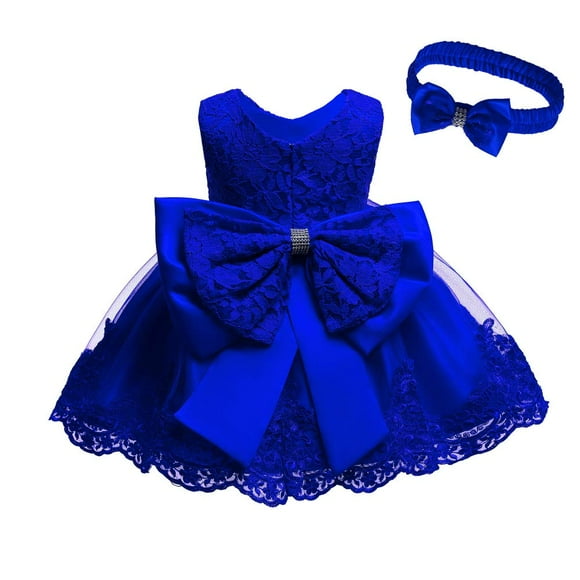 Vestido de baile de encaje FKKFYY para niñas de 3 a 4 años, color zafiro