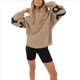 thumbnail image 3 of Sudaderas con Capucha de Moda para Mujer, Sudaderas Holgadas de Gran Tamaño, Camisetas de Larga, Corte Holgado. Caqui M, 3 of 7