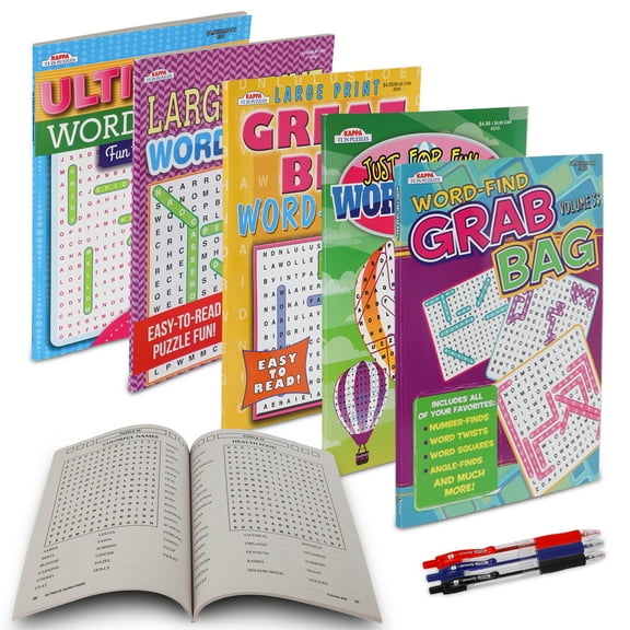 VARIETY SAVINGS 5-Pack 400  Large WordSearch Puzzle Books for Adults, Aging Seniors Brain Stimulation Giant Print Words Activity Books (Variety Pack Bulk), Paperback - 8x10