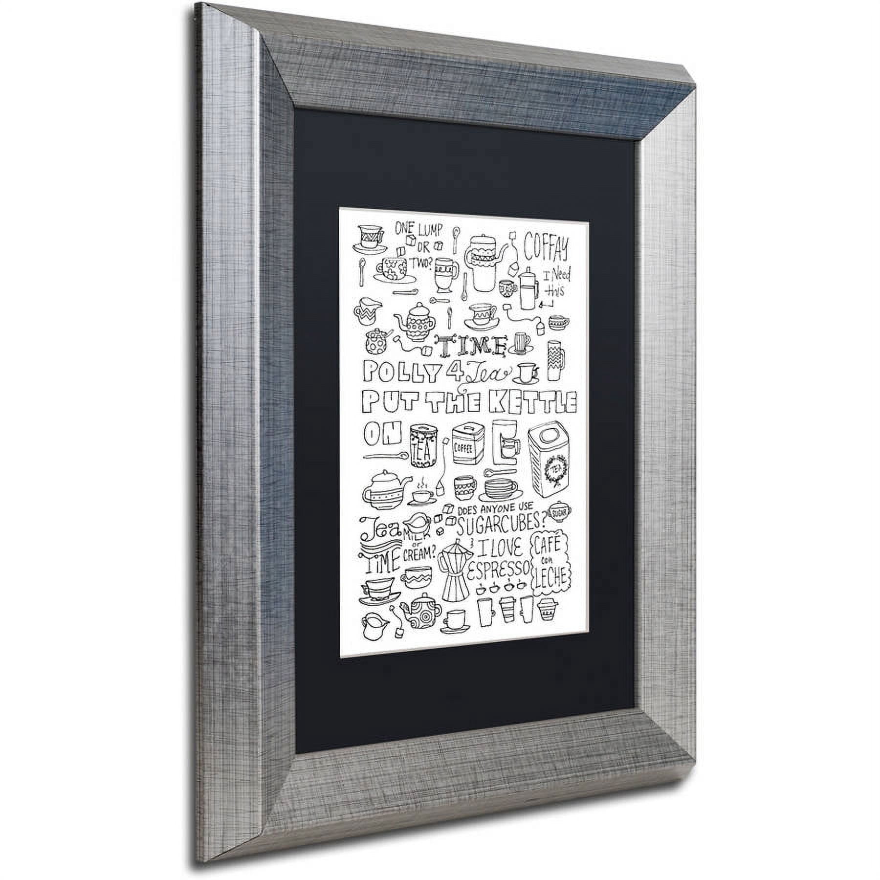 Trademark Fine Art "Put The Kettle On" Canvas Art by Elizabeth Caldwell, Black Matte, Silver Frame