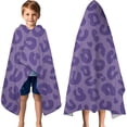thumbnail image 3 of Purple Leopard Print Hooded Bath Towel，60"x35" for Ages 3 To 12 Kids, Quick Dry Lightweight Soft Microfiber Hood Beach Towel Cover Up for Kids, 3 of 7