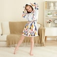 thumbnail image 3 of FORMRS Niños Bathrobe Unisex Hooded Robe Soft Plush Pajamas Sleepwear, Size 2-3T, White Abstract Triangles, 3 of 7