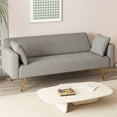 thumbnail image 3 of Leumius 71.7" Teddy Fleece Sleeper Sofa,3 Adjustable Backrest,2 Pillows, Convertible Futon Sofa Bed Folding Couch for Small Space,Living Room,Grey, 3 of 5