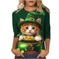 thumbnail image 3 of TaTaai St. Patrick's Day Women's Casual Print Round Neck 3/4 Sleeve T-Shirt Loose Top Gift, 3 of 5