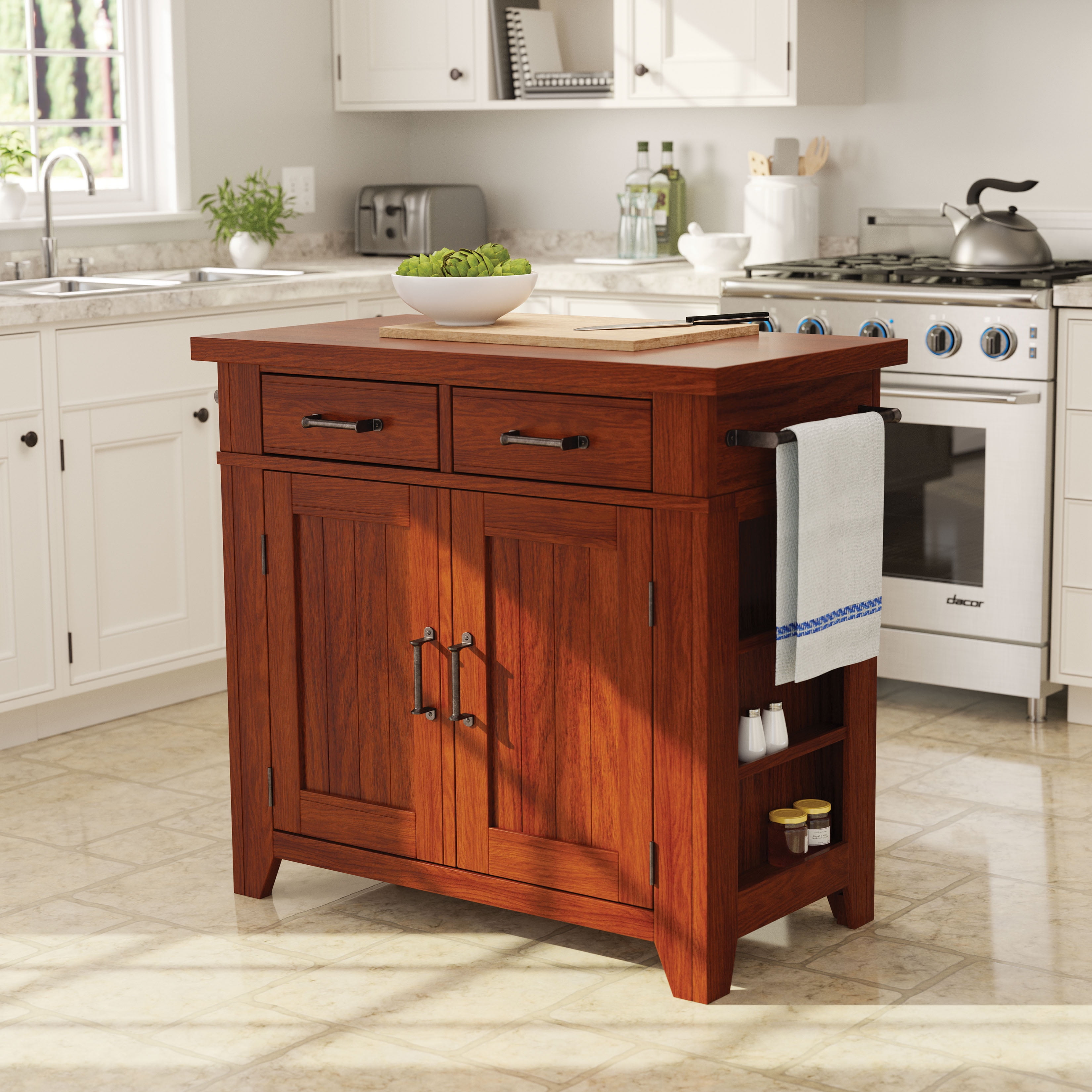 Urban Farmhouse Kitchen Island Vintage Oak Base with ...