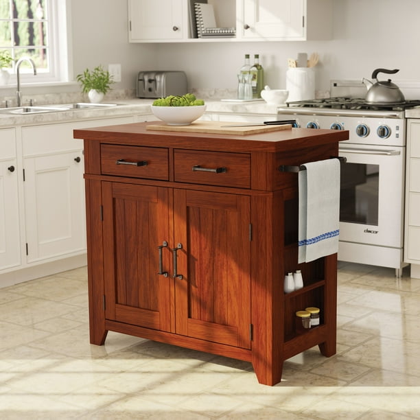 OSP Home Furnishings Urban Farmhouse Kitchen Island Vintage Oak Base