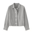 thumbnail image 5 of QQZ Cropped Double Breasted Long Sleeve Shirt Jacket Women, Lightweight Cardigans For Women Trendy, Fall Travel Business Casual Street Daily Outfits, 5 of 6