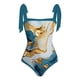 thumbnail image 3 of MKLEKYY Trajes De Baño Mujer Completo Women 1 Piece Swimwear+1 Piece Cover Up Two Piece Vintage Print Swimsuit Monokini Bikini 2 Piece Swimsuits Two Piece Tankini Set 785, 3 of 4