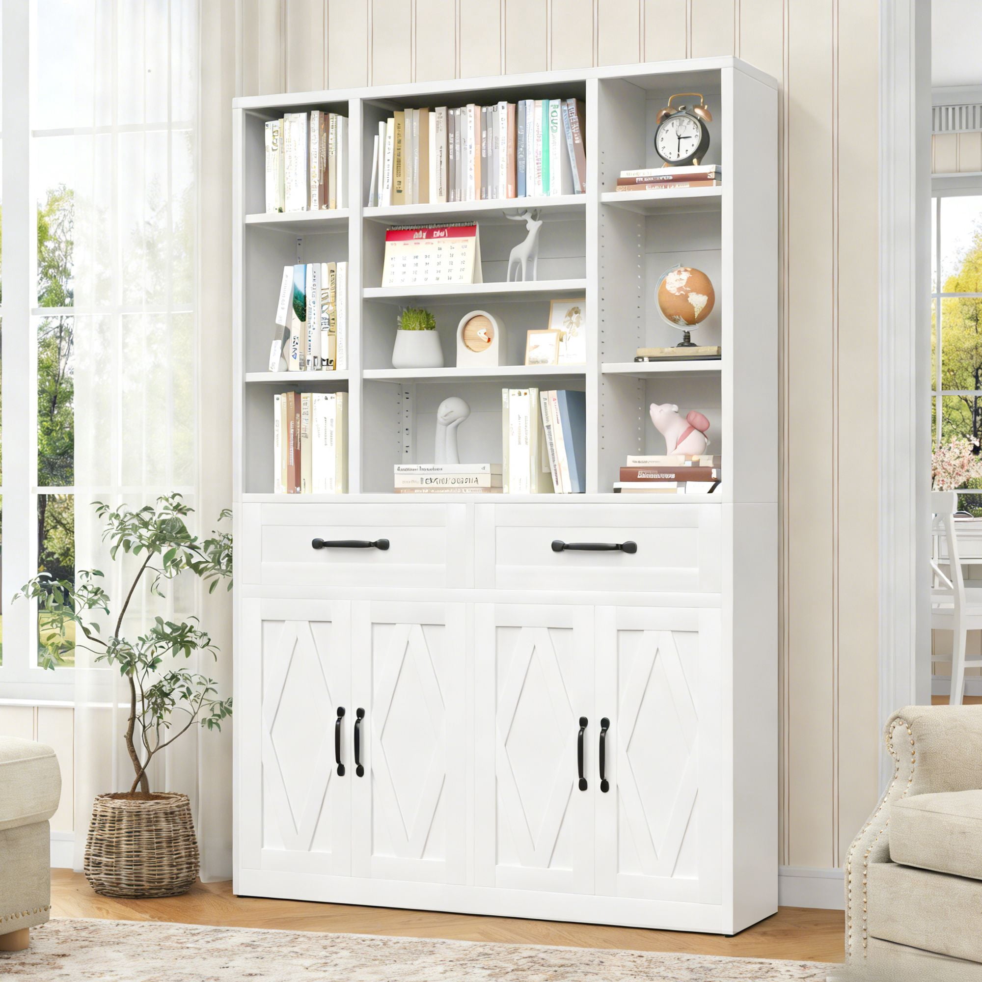 Adjustable 4 Shelves Storage Bookcase for Home Indoor Use