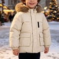 thumbnail image 4 of Auroural Girls Winter Jackets 7-8 Children's Winter Solid Color Long Sleeves Hooded Zipper Quilted Coat Keep Warm Coat Kids 5-12 Year, 4 of 7