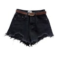 thumbnail image 4 of Blmnix Plus Size Womens Shorts Cut-off Jean Shorts Short Black High Womens Running Shorts,XXL, 4 of 5