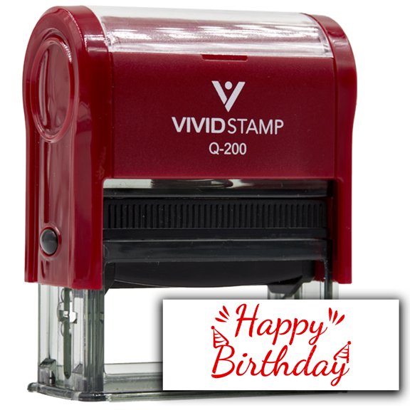 All Quality Happy Birthday Self-Inking Rubber Stamp | Family & Friends | Novelty Homely Stamps (Red Ink) - Q-200