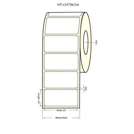 Sector Nine 932007 4 x 3 in. C6500 Inkjet NP Matte Paper Label, White - 6 in. OD