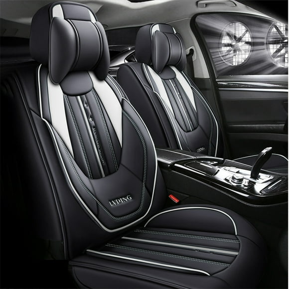 Maidao Car Seat Covers Leather Full Set for Lexus for NX 2015-Present 5 Seats Front Rear Cushion Protector with Headrest Black and White