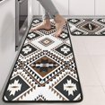 thumbnail image 2 of Kitchen Rugs Sets Of 2,Brown Geometric Triangle Diamond Pattern Anti Fatigue Kitchen Mat Rugs Non Slip Washable,Decorative Kitchen Floor Mats for Kitchen,Sink,Laundry,17"x47"+17"x47", 2 of 5