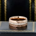 thumbnail image 3 of Jewelry Avalanche Dome Hammered Rose Gold IP Tungsten Mens Eternity Wedding Band, White CZ Anniversary Ring size 10, 3 of 4