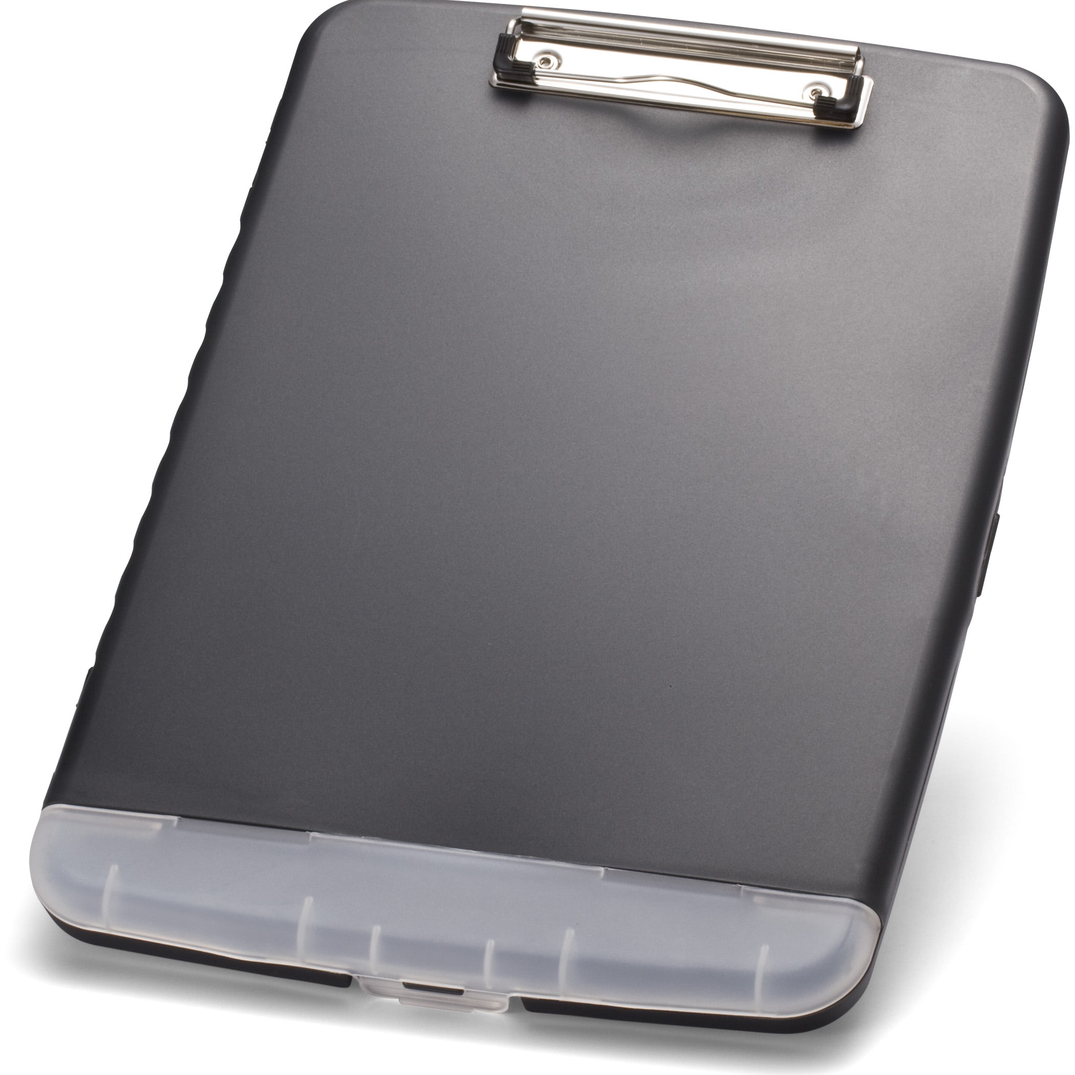 Officemate Slim Clipboard Storage Box with Low Profile Clip, Charcoal
