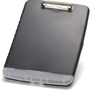 Officemate Slim Clipboard Storage Box with Low Profile Clip, Charcoal (83308)