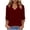 Wine, variant on TKYCMSUAKI 3/4 Puff Sleeve Shirts for Women Trendy V Neck Solid T-Shirts Soft Loose Fit Tunic Tops Dressy Casual Basic Blouses