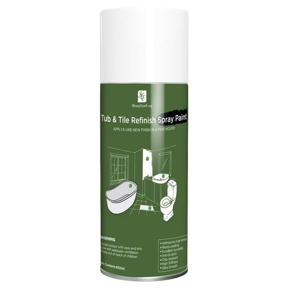 Tub and Tile Spray Paint White, 450ml 1 pack, Diy Countertop Paint Kit, Suitable for Ceramic, Porcelain, Fiberglass, Bathtub, Tile, Bathroom wall Repair Spray Paints