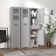 thumbnail image 3 of Costway Armario de Baño Alto, Armario Estrecho de Suelo con Estantes Ajustables, Puertas de Vidrio Templado y 1 Cajón, Armario de Torre Independiente para Cuarto de Baño, Cocina, Negro/Blanco/Gris, 3 of 4