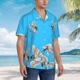 thumbnail image 3 of Fotbe Japanese White Cranes Camisa Hawaiana para Hombre Unisex – Camisa Casual de Verano con Botones de Manga Corta de Algodón y Lino,3X-Large, 3 of 7