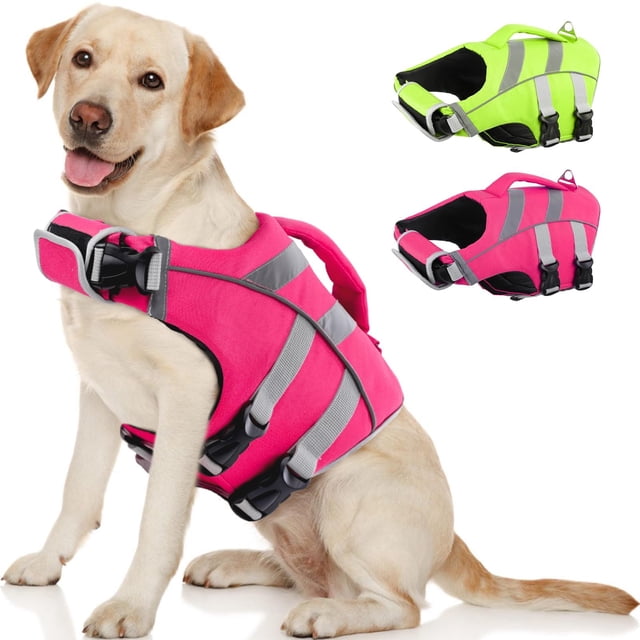 Chaleco salvavidas para perros Kuoser para nadar, color rosa XXL