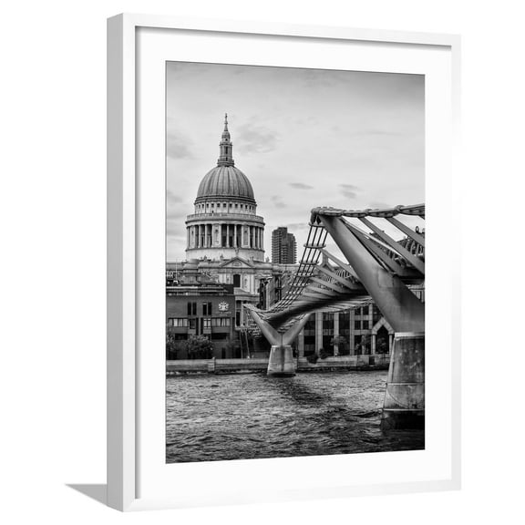 Art.com Millennium Bridge and St. Paul's Cathedral - City of London - UK - England - United Kingdom Photographic Print by Philippe Hugonnard, White Frame Wall Art, 23" x 29"