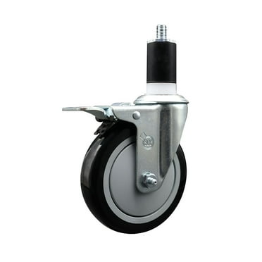 5 Inch Black Poly Swivel 1-1/2 Inch Expanding Stem Caster Total Lock Brake SCC