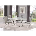 thumbnail image 4 of Lexim Faux Marble Dining Set in Gray/Silver (5-Piece), 4 of 4