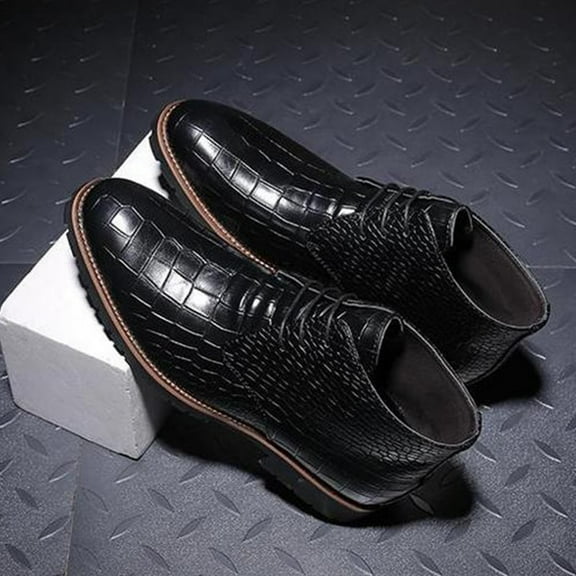 YYUIJK Men's Casual Dress Oxfords Shoes Business Formal Derby Sneakers PU Leather Shoes Black 7.5