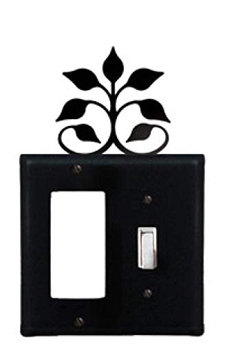 Village Wrought Iron Village Wrought Iron EGS-109 8 Inch Leaf Fan - Single GFI and Switch Cover, Black