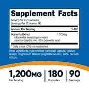 Nutricost Boswellia Extract 65% Boswellic Acid Capsules (1,200 MG) (180 CAPS) - Gluten Free, Non-GMO, Vegetarian