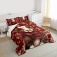 thumbnail image 3 of jejeloiu Cute Highland Cow Queen Comforter Set,Rustic Christmas Flowers Bedding Sets,Red Brown Bedding Comforter Set For Boys Girls,Ultra Soft Home Decor Reversible,3-Piece, 3 of 8
