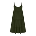 thumbnail image 3 of ATOYSOY Women's Beach Sundress Sleeveless Tiered Knee Length A Line Dress Flowy Casual Relaxed Spaghetti Strap Nighdress Scoop Neck Summer Saving Dress for Girls Army Green M, 3 of 5