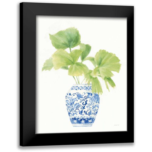 Nai, Danhui 12x14 Black Modern Framed Museum Art Print Titled - Palm Chinoiserie White IV