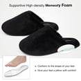 thumbnail image 4 of Zapatillas Snug Leaves Fuzzy Scuff para mujer, espuma viscoelástica, color negro, 38-39, 4 of 7